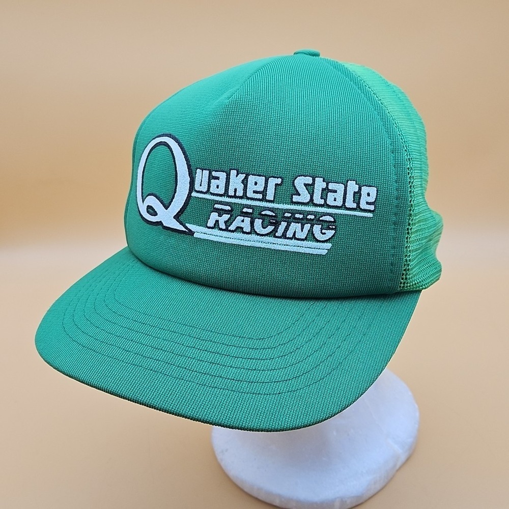 Vintage Quaker State Racing Hat Cap Trucker Mesh Green One Size